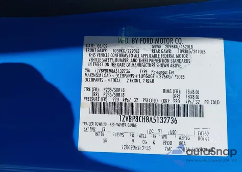 2010 Ford Mustang Gt/Gt Premium z USA, uszkodzony, nr VIN 1ZVBP8CH8A5132736